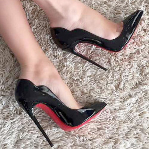 Luksuzne stiletto crne lakirane cipele