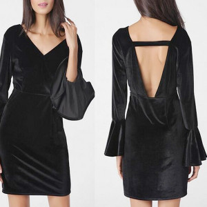 Baršunasta haljina zvono rukavi