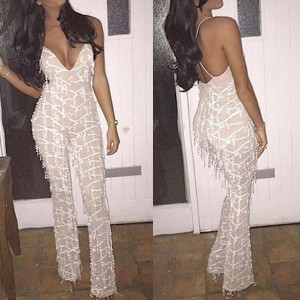 Party kombinezon otvorenih leđa sa šljokicama