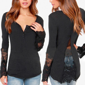 Casual majica s čipkom na leđima i rukavima