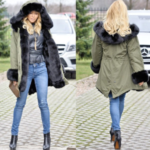 Zimska military jakna s kapuljačom