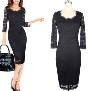 Luksuzna elegantna čipkana midi haljina