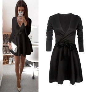 Mini zvono haljina s vezanje