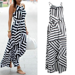 Maxi prugasta haljina bez rukava *Posebna ponuda*