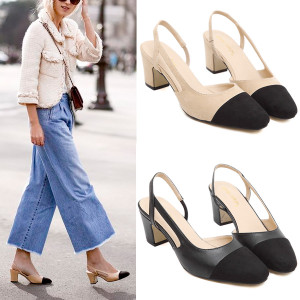 Klasične dvobojne otvorene cipele blok peta standardni EU 39 crna boja