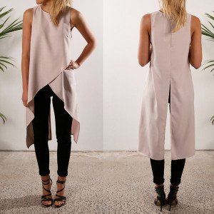 Asimetrična midi tunika bez rukava