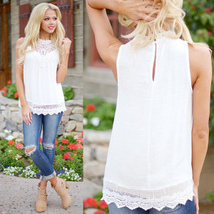 Casual čipkana bluza bez rukava