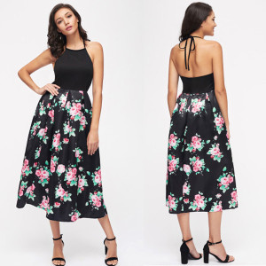 Midi cvjetna haljina otvorenih leđa