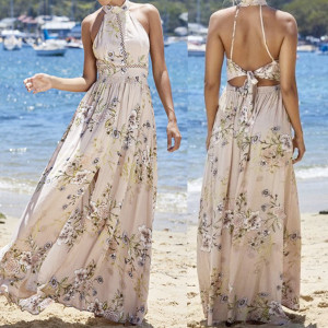 Maxi cvjetna haljina s vezanjem na leđima