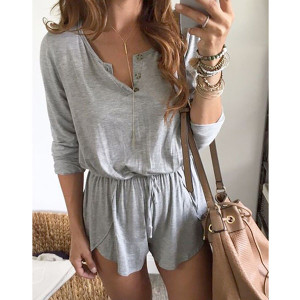 Casual sivi ljetni kombinezon dugih rukava