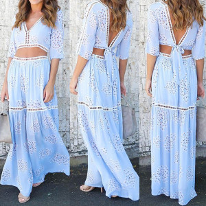 Maxi boho cvjetna haljina u dva dijela