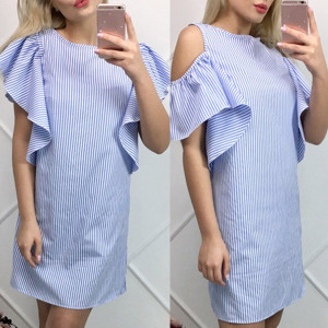 Mini šift haljina otvorenih ramena sa zvono rukavima