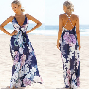 Duga cvjetna haljina otvorenih leđa