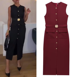 Haljina olovka kroja s remenom 2 boje  "limitirana kolekcija"