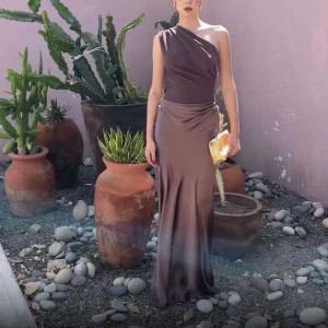 Elegantna duga haljina kombiniranog materijala 4 boje