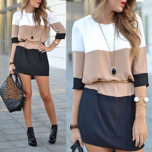 Mini trobojna šift haljina