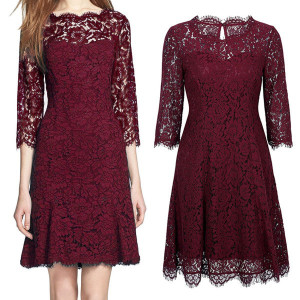 Čipkana večernja haljina 3/4 rukava