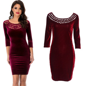 Elegantna baršunasta haljina olovka kroja