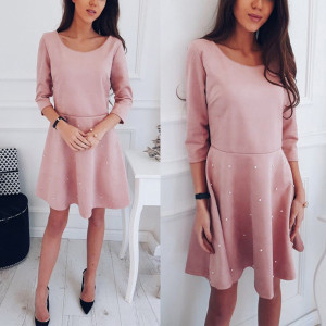 Mini rozasta haljina s biserima