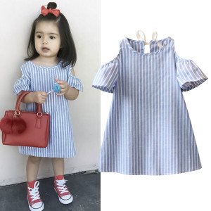 Mini prugasta haljina s mašnom na leđima za djevojčice