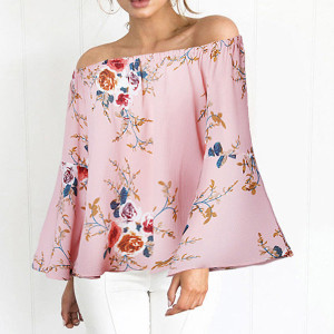 Cvjetna reljefasta bluza zvono rukava