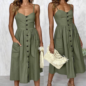 Safari zelena midi haljina s dugmadi veličina standardni S