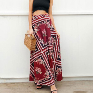 Duga boho cvjetna suknja na preklop