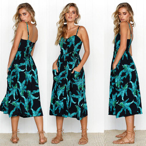 Midi cvjetna haljina na dugmad