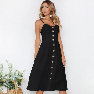 Midi jednobojna haljina na gumbe veličina XL