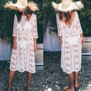 Boho čipkana tunika za plažu univerzalna veličina