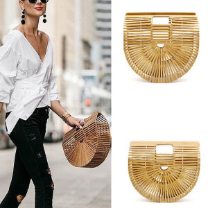 Chic drvena bambus ratan torbica mala