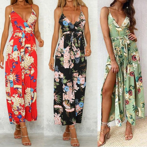 Dugi cvjetni kombinezon s prorezom