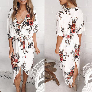 Midi cvjetna haljina s prorezom veličina standardni L