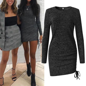 Mini rebrasta haljina s naborom