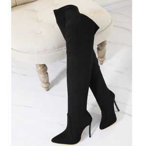 Visoke čizme iznad koljena izgleda brušene kože crna boja standardni EU 39