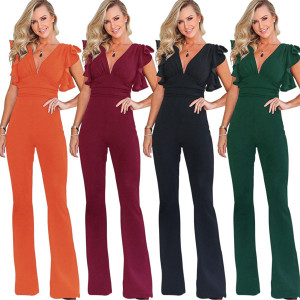 Kombinezon dubokog V izreza na volane