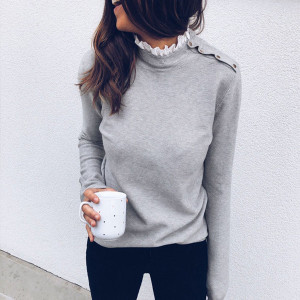 Rebrasta majica dugih rukava s ovratnikom VELIČINA XL