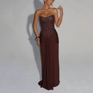 Duga luksuzna haljina s korzetom na šljokice 2 boje