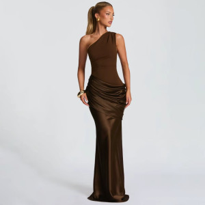 Duga Diana svečana haljina s nabranim satenom 2 boje