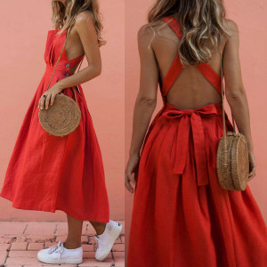 Haljina zvono kroja ukriženih leđa veličina standardni S