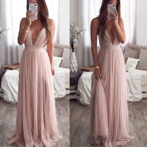 Duga haljina otvorenih leđa od tila *limitirana kolekcija* veličina S