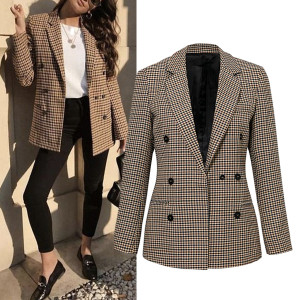 Karirani blazer srednje duljine standardni M