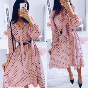 Midi haljina s mašnom na točkice *limitirana kolekcija*