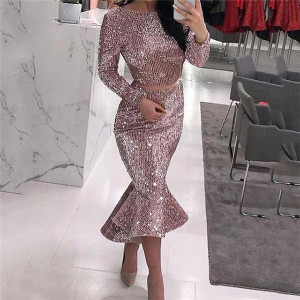 Midi haljina sirena kroja na šljokice *limitirana kolekcija* S veličina