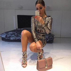 Luksuzna mini haljina na šljokice s remenom *premium kvaliteta*