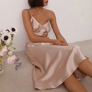 Elegantna haljina od satena na bretele 4 boje