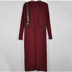 Pleteni komplet haljina s remenom + kardigan *Limitirana kolekcija*