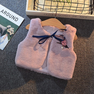 Krzneni prsluk za djevojčice s brošem 7 boja