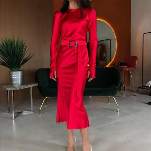 Midi satenasta haljina olovka kroja 6 BOJA *Limitirana kolekcija*