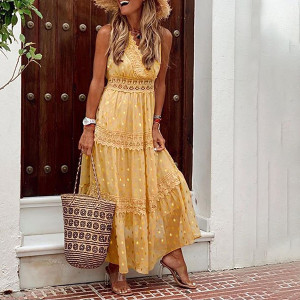 Duga točkasta haljina s uvezom 5 BOJA